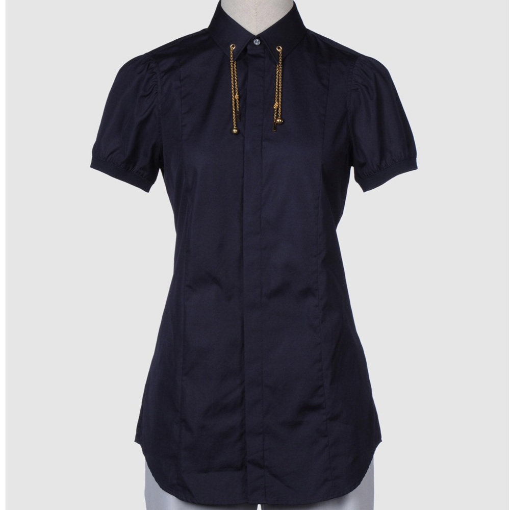 Dsquared2 Blue Button Down Gold Chain Shirt 0/38